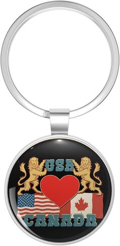 Flag Canada and USA Canadian Americans Patriotic Gift Metal Double Sided Key Chain Keychain in Saudi Arabia