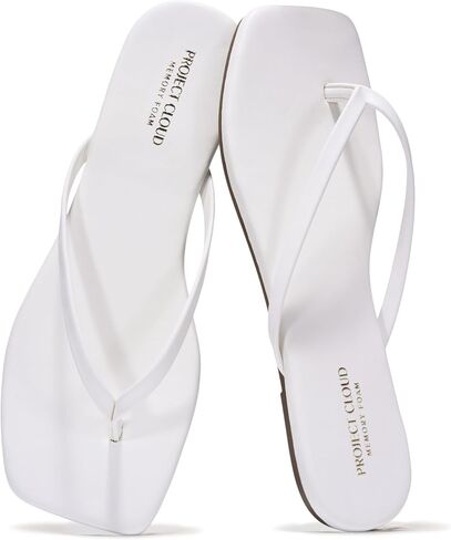 Project Cloud Square Toe Flip Flops For Women Footwear - Non Slip with Memory Foam Insole Beach Essentials Womens Sandals - Lightweight Thong Sandals Women (DEDICATION) in Kuwait