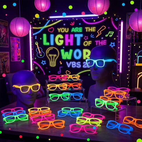 26 Pcs VBS 2026 Decorations Vacation Bible School You Are The Light of The World Illumination Station VBS Backdrop Glow in The Dark Glasses 2026 Summer Vocation Christian School Church Gift in Saudi Arabia