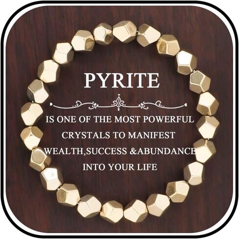 Pyrite Beaded Bracelet for Wealth and Abundance Faceted Pyrite Crystal Bracelet Manifestation and Good Luck Jewelry Gift for Men Women in Saudi Arabia