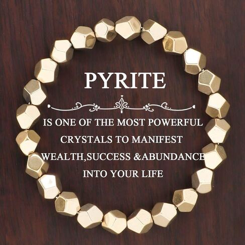 Pyrite Beaded Bracelet for Wealth and Abundance Faceted Pyrite Crystal Bracelet Manifestation and Good Luck Jewelry Gift for Men Women in Saudi Arabia