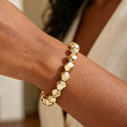 Pyrite Beaded Bracelet for Wealth and Abundance Faceted Pyrite Crystal Bracelet Manifestation and Good Luck Jewelry Gift for Men Women in Saudi Arabia