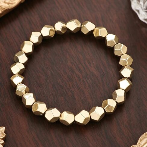 Pyrite Beaded Bracelet for Wealth and Abundance Faceted Pyrite Crystal Bracelet Manifestation and Good Luck Jewelry Gift for Men Women in Saudi Arabia