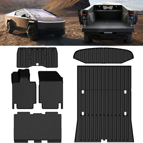 Car Floor Mats for Tesla Cybertruck 2025 2024 2023,TPE All Weather Protection Floor Mats,Custom Fit Car Floor Liners Set,Heavy Duty Accessories,Black in Kuwait