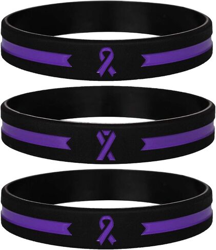 Sainstone Purple Awareness Ribbon Silicone Bracelets, Motivational Awareness Bracelet, Purple Ribbon Wristbands Unisex for Men Women in Kuwait