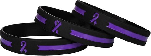 Sainstone Purple Awareness Ribbon Silicone Bracelets, Motivational Awareness Bracelet, Purple Ribbon Wristbands Unisex for Men Women in Kuwait