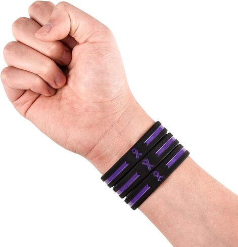 Sainstone Purple Awareness Ribbon Silicone Bracelets, Motivational Awareness Bracelet, Purple Ribbon Wristbands Unisex for Men Women in Kuwait