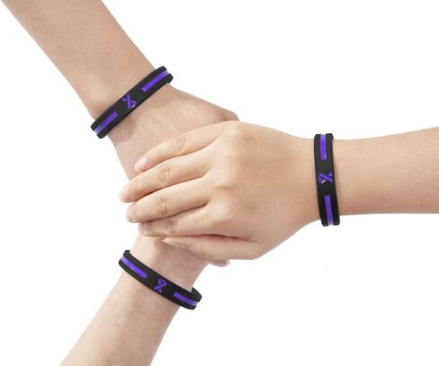 Sainstone Purple Awareness Ribbon Silicone Bracelets, Motivational Awareness Bracelet, Purple Ribbon Wristbands Unisex for Men Women in Kuwait