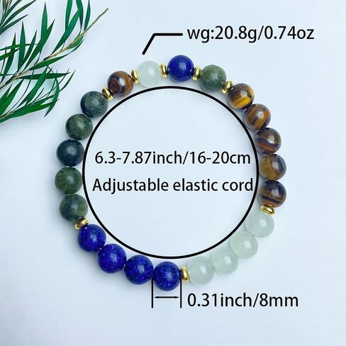 Beaded Stretch Bracelets for Women Moonstone Bracelets for Men Potential Realization Jewelry for Yoga, No Scratch, Crack & Color Difference, Upgraded 2mm Thick Durable Elastic Cord for No Breaking in Kuwait