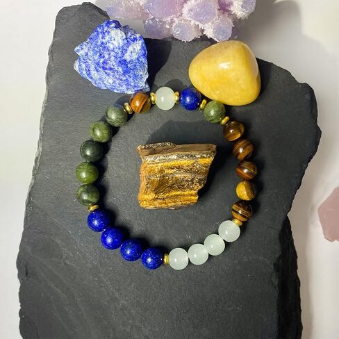 Beaded Stretch Bracelets for Women Moonstone Bracelets for Men Potential Realization Jewelry for Yoga, No Scratch, Crack & Color Difference, Upgraded 2mm Thick Durable Elastic Cord for No Breaking in Kuwait