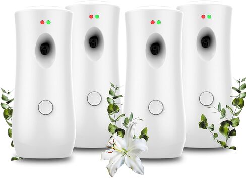 (4-Pack) Auto Air Freshener Spray Dispenser Free Stand or Wall Mounted Automatic Aerosol Aroma Machines are Widely Used in Hotels, Bedrooms, Airports, Bathrooms, Offices, Commercial Places (Black 001) in Saudi Arabia