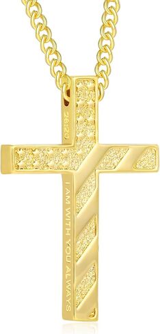 REDSUN Gold American Flag Cross Necklace 14K Gold Plated Bible Verse Cross Pendant Flag Crosses Pendant Christian Jewelry Religious Gifts for Men Father Husband 28:20 in Saudi Arabia