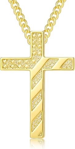 REDSUN Gold American Flag Cross Necklace 14K Gold Plated Bible Verse Cross Pendant Flag Crosses Pendant Christian Jewelry Religious Gifts for Men Father Husband 28:20 in Saudi Arabia