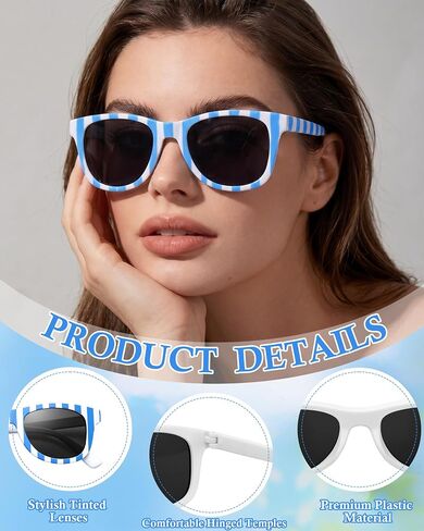 Relaxweex 30 Pack Blue Stripe Sunglasses Bulk Blue Vintage Wedding Sunglasses for Guests Bachelorette Bridesmaid Gifts for Photo Booth Accessories Summer Pool Beach Party Supplies in Kuwait