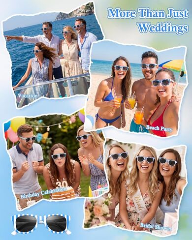 Relaxweex 30 Pack Blue Stripe Sunglasses Bulk Blue Vintage Wedding Sunglasses for Guests Bachelorette Bridesmaid Gifts for Photo Booth Accessories Summer Pool Beach Party Supplies in Kuwait