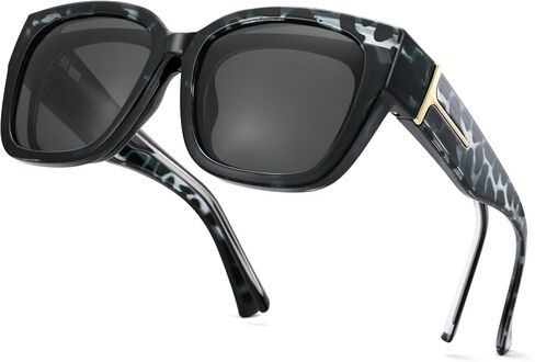 Polarized Fit Over Glasses for Women, Oversized Square Over Sunglasses, Thick Frame UV400 in Saudi Arabia