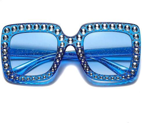 Oversized Crystal Sunglasses for Women Men Square Thick Frame Bling Rhinestone Sparkling Disco Glasses in Saudi Arabia