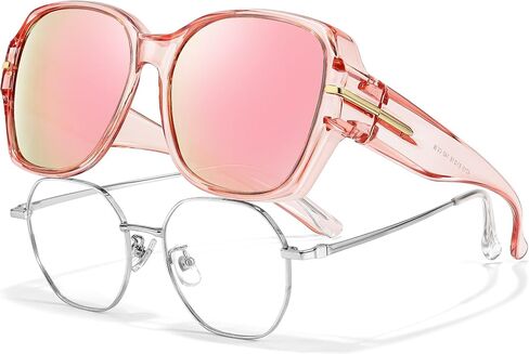 Xfeel Fit Over Eyeglasses Fashion Oversized Polarized Square Sunglasses UV400 Protection for Women, Driving & Outdoor in Saudi Arabia