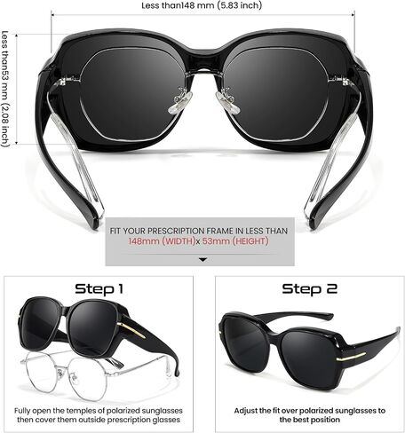 Xfeel Fit Over Eyeglasses Fashion Oversized Polarized Square Sunglasses UV400 Protection for Women, Driving & Outdoor in Saudi Arabia