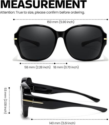 Xfeel Fit Over Eyeglasses Fashion Oversized Polarized Square Sunglasses UV400 Protection for Women, Driving & Outdoor in Saudi Arabia