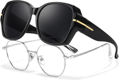 Xfeel Fit Over Eyeglasses Fashion Oversized Polarized Square Sunglasses UV400 Protection for Women, Driving & Outdoor in Saudi Arabia