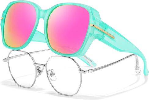 Xfeel Fit Over Eyeglasses Fashion Oversized Polarized Square Sunglasses UV400 Protection for Women, Driving & Outdoor in Saudi Arabia