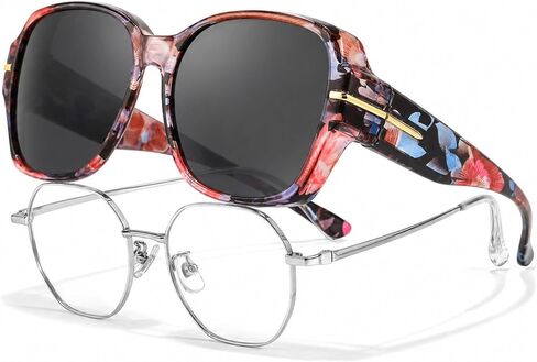 Xfeel Fit Over Eyeglasses Fashion Oversized Polarized Square Sunglasses UV400 Protection for Women, Driving & Outdoor in Saudi Arabia