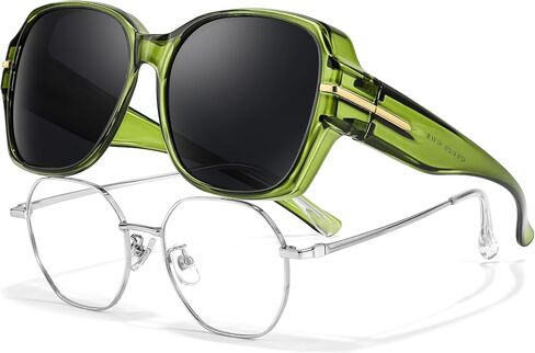 Xfeel Fit Over Eyeglasses Fashion Oversized Polarized Square Sunglasses UV400 Protection for Women, Driving & Outdoor in Saudi Arabia