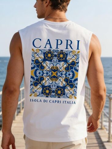 Men’s Tank Top, Sleeveless Graphic Tee, Casual Summer Shirt, S-XL in Kuwait