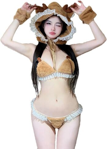 ZYTC Anime Cosplay Lingerie for Women Halloween Furry Costume Exotic Bra and Panties Sets Sexy Naughty Outfits Cute Deer in Kuwait