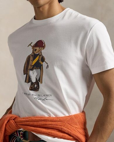 POLO RALPH LAUREN Men's Classic Fit Polo Bear T-Shirt,White, Medium in Kuwait