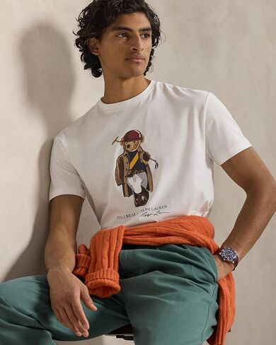 POLO RALPH LAUREN Men's Classic Fit Polo Bear T-Shirt,White, Medium in Kuwait