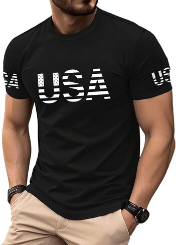 KESIHAN Mens USA 4th of July T Shirt Men's Patriotic Graphic T-Shirt Casual Regular Crewneck Independence Day Tee Top in Saudi Arabia