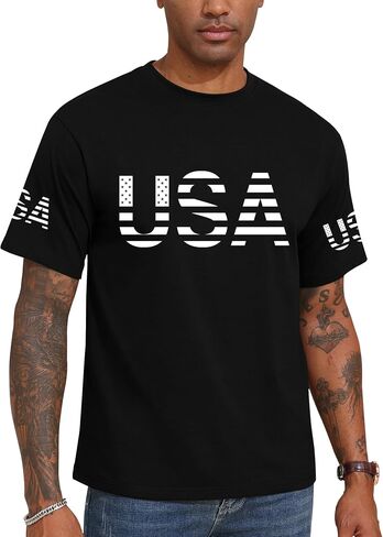 KESIHAN Mens USA 4th of July T Shirt Men's Patriotic Graphic T-Shirt Casual Regular Crewneck Independence Day Tee Top in Saudi Arabia