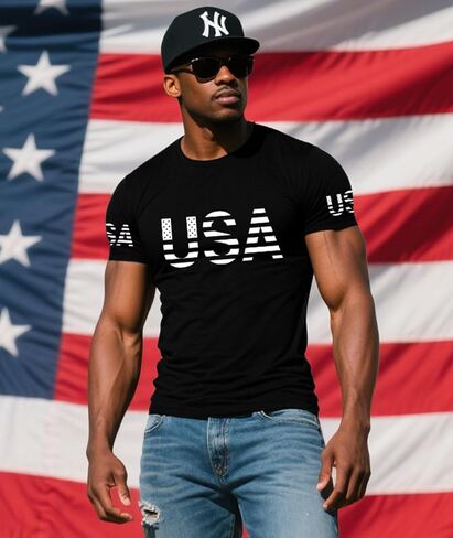 KESIHAN Mens USA 4th of July T Shirt Men's Patriotic Graphic T-Shirt Casual Regular Crewneck Independence Day Tee Top in Saudi Arabia