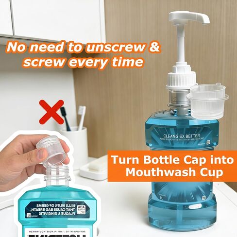 2 Pack Mouthwash Pump Dispensers Compatible with Listerine 1 Liter & 1.5 Liter Mouthwash Bottles Practical Mouth Wash Dispenser Pump Set with Cup Holder for Bathroom Countertop in Saudi Arabia