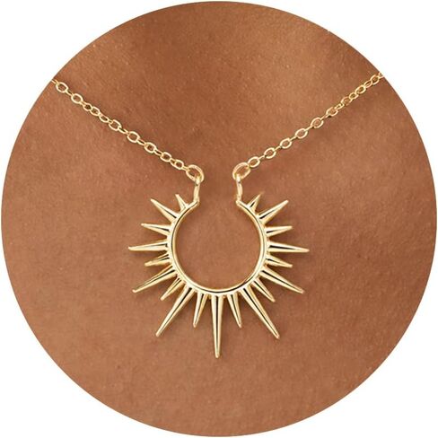 Necklace for Women - 14K Gold Plated Sun Necklace, Summer Vintage Spiral Sunshine Pendant Necklaces for Women Trendy, Dainty Jewelry Gift in Saudi Arabia