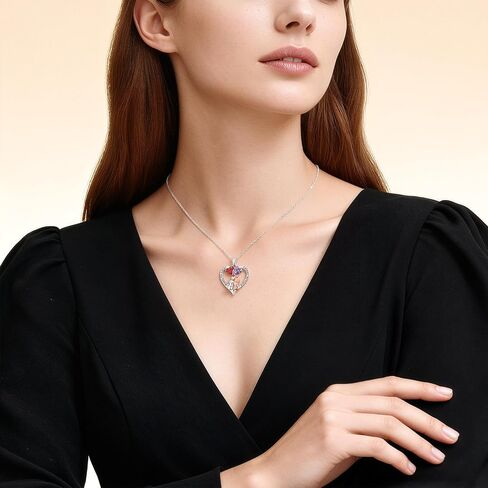 Iefil Sister Gifts - 925 Sterling Silver Heart Birthstone Necklace, Mothers Day Christmas Birthday Gifts for Sister, Birthstone Jewelry for Sisters in Kuwait