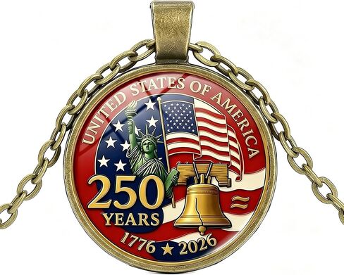 250th Anniversary USA Merchandise Commemorative American Flag Patriotic Necklace & Decorations, America 250th Birthday Gifts, 250 Year American Accessories Lady Liberty/Patriotic Symbols for Collectible Gifting in Saudi Arabia