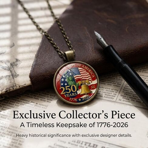 250th Anniversary USA Merchandise Commemorative American Flag Patriotic Necklace & Decorations, America 250th Birthday Gifts, 250 Year American Accessories Lady Liberty/Patriotic Symbols for Collectible Gifting in Saudi Arabia
