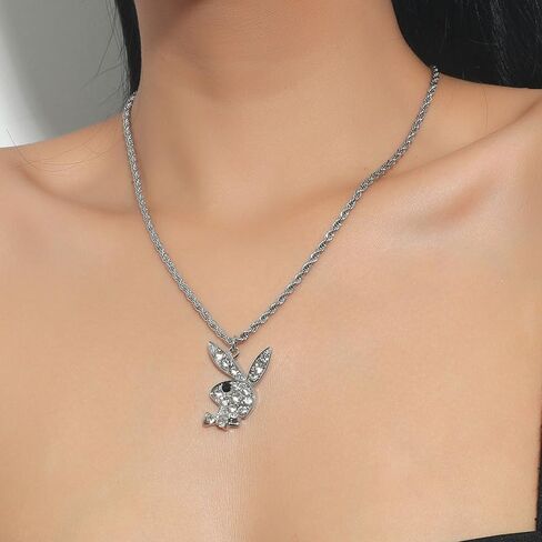316L Surgical Steel Bunny Necklace Rabbit Pendant Play bo Pendant Necklace For Women Men in Kuwait