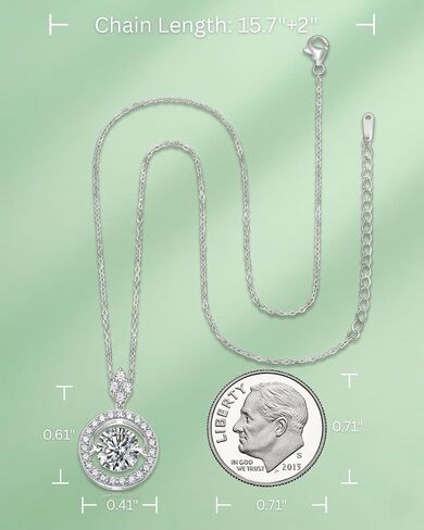 Moissanite Necklace for Women, 18K White Gold Plated S925 Silver Pendant, Sparkling Round Jewelry for Wedding, Engagement, Birthday Gift in Kuwait