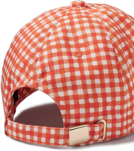 RIFLE PAPER CO. قبعة بيسبول Gingham Cherries، قبعة بيسبول نسائية، قبعة كلاسيكية بطبعة فواكه مكونة من ستة أجزاء مع حزام قابل للتعديل، مصنوعة من القطن بنسبة 100%، مقاس واحد يناسب الجميع in Kuwait