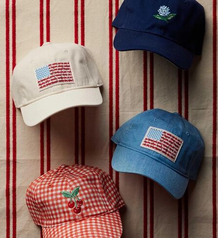 RIFLE PAPER CO. قبعة بيسبول Gingham Cherries، قبعة بيسبول نسائية، قبعة كلاسيكية بطبعة فواكه مكونة من ستة أجزاء مع حزام قابل للتعديل، مصنوعة من القطن بنسبة 100%، مقاس واحد يناسب الجميع in Kuwait