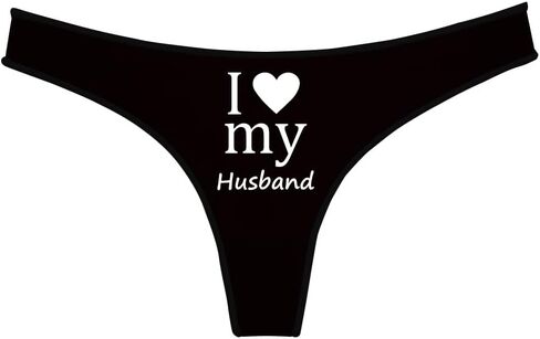 I Love My Husband Novelty Thong for Women, Red with White Trim Cotton Thongs, Women's Funny Graphic Design Underwear in Saudi Arabia