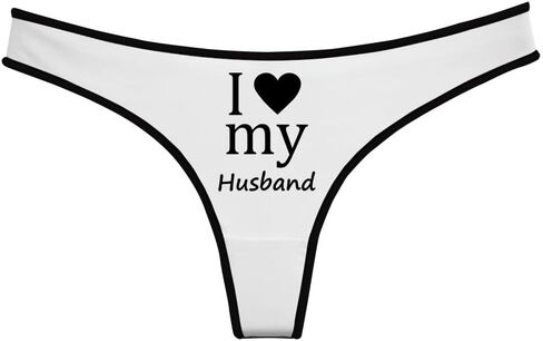 I Love My Husband Novelty Thong for Women, Red with White Trim Cotton Thongs, Women's Funny Graphic Design Underwear in Saudi Arabia