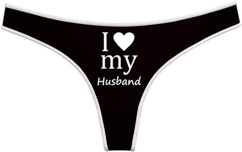 I Love My Husband Novelty Thong for Women, Red with White Trim Cotton Thongs, Women's Funny Graphic Design Underwear in Saudi Arabia