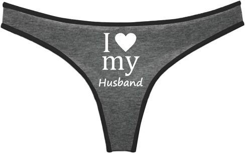 I Love My Husband Novelty Thong for Women, Red with White Trim Cotton Thongs, Women's Funny Graphic Design Underwear in Saudi Arabia