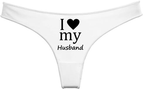 I Love My Husband Novelty Thong for Women, Red with White Trim Cotton Thongs, Women's Funny Graphic Design Underwear in Saudi Arabia