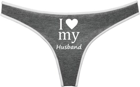 I Love My Husband Novelty Thong for Women, Red with White Trim Cotton Thongs, Women's Funny Graphic Design Underwear in Saudi Arabia